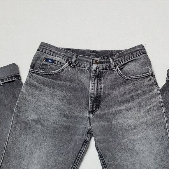 𝅺VINTAGE Black Distressed Lee Jeans Union Made Grunge - Picture 3 of 10